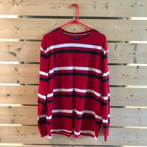 Red Tommy Hilfiger Striped Long Sleeve Top